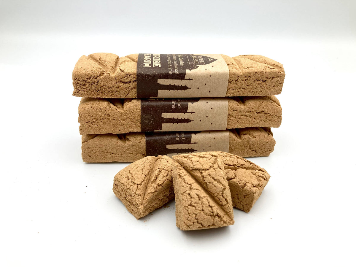 Tribe Earth Tea Garden-Temple Blend Incense Plank | 10 Triangles Per Plank, With West Australian Sandalwood & Lemongrass