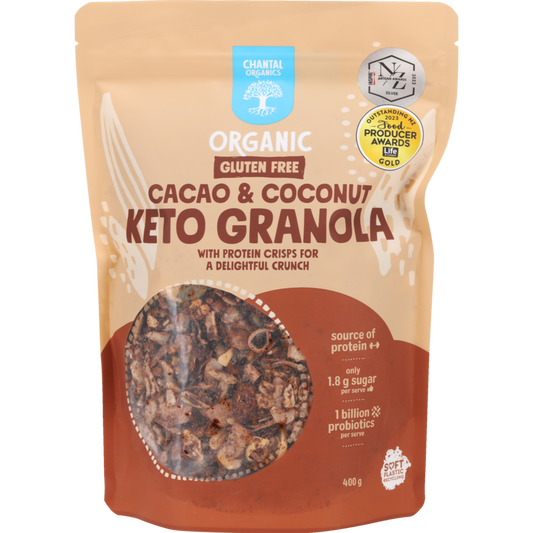 Chantal Organics Organic Cacao & Coconut Keto Granola 400g, With Protein Crisps For A Delightful Crunch