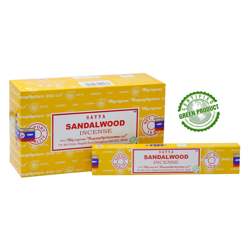 Satya Sandalwood Incense 15g, Energize The Body & Promote Feelings Of Serenity