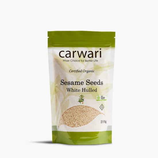 Carwari Certified Organic White Hulled Sesame Seeds 200g, Product Of Mexico