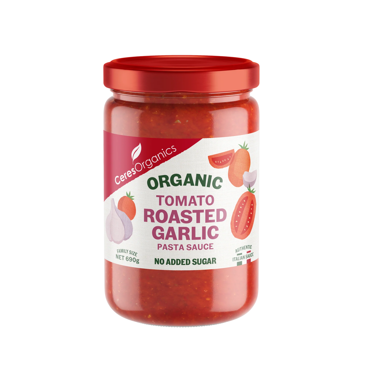 Ceres Organics Organic Tomato & Roasted Garlic Pasta Sauce 690g, No Added Sugar