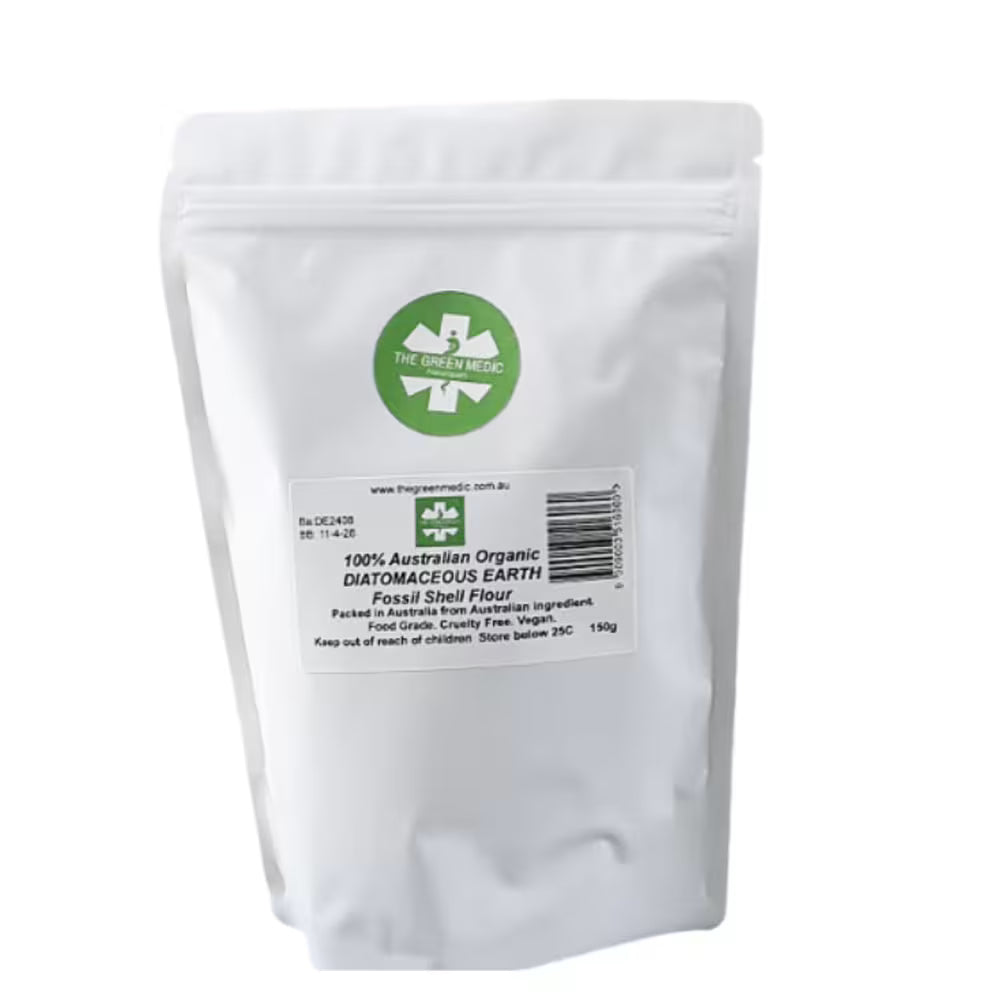 The Green Medic 100% Australian Organic Diatomaceous Earth 150g, Fossil Shell Flour Food Grade