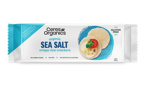 Ceres Organics Crispy Rice Crackers 100g, Sea Salt Flavour