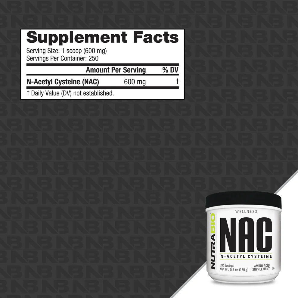 NutraBio Wellness Collection NAC {N-Acetyl-Cysteine} 600mg {1 Scoop} 150g, Boost Glutathione Levels (Copy)