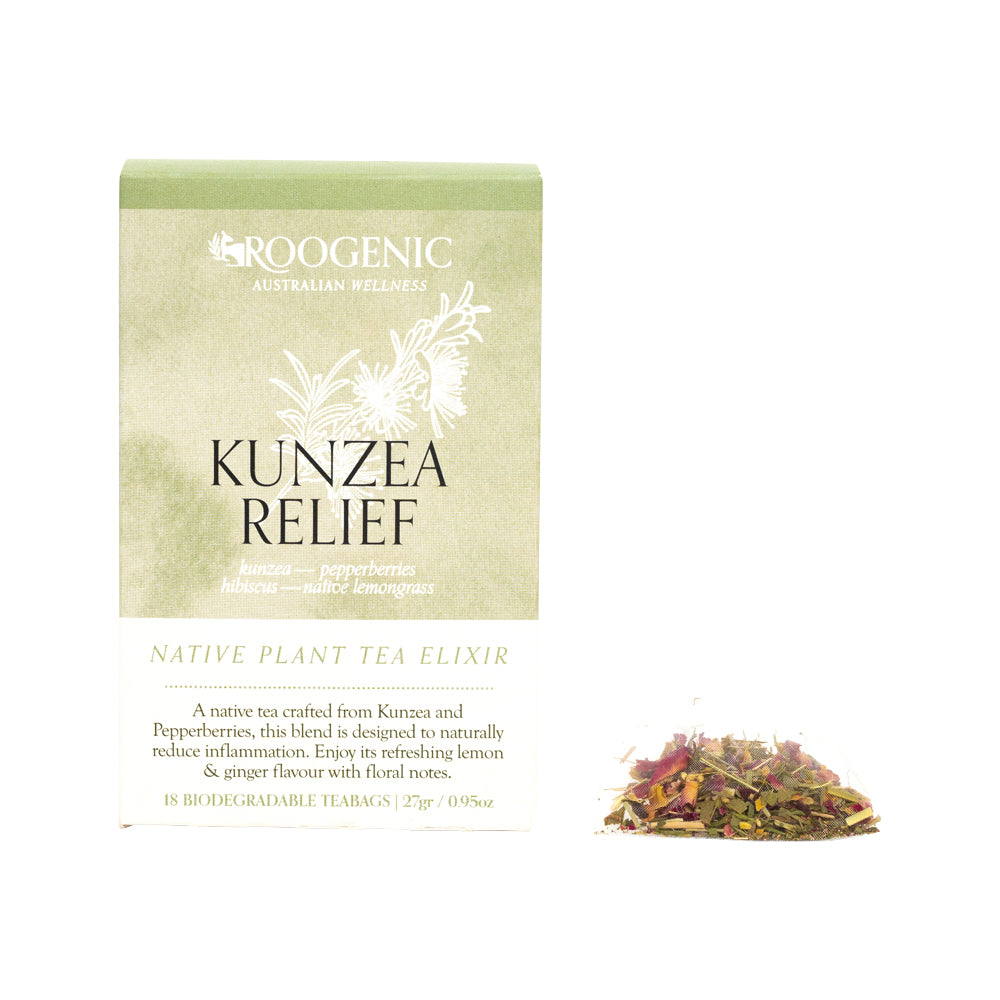 Roogenic Kunzea Relief Tea 18 Tea Bags, Native Muscle & Joint Comfort Blend