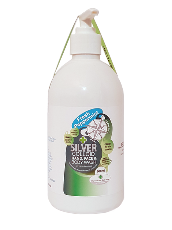 Silver Health Silver Colloid Hand, Face & Body Wash 500mL Or 1L, Fresh Peppermint With Pharmaceutical Grade Silver