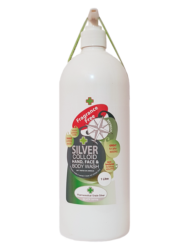 Silver Health Silver Colloid Hand, Face & Body Wash 500mL Or 1L, Fragrance Free With Pharmaceutical Grade Silver