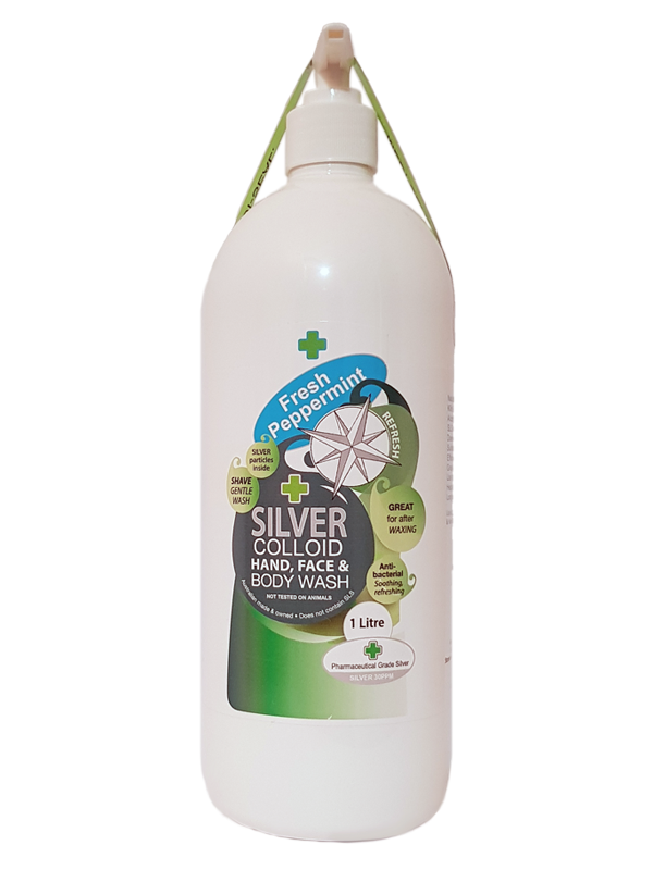 Silver Health Silver Colloid Hand, Face & Body Wash 500mL Or 1L, Fresh Peppermint With Pharmaceutical Grade Silver