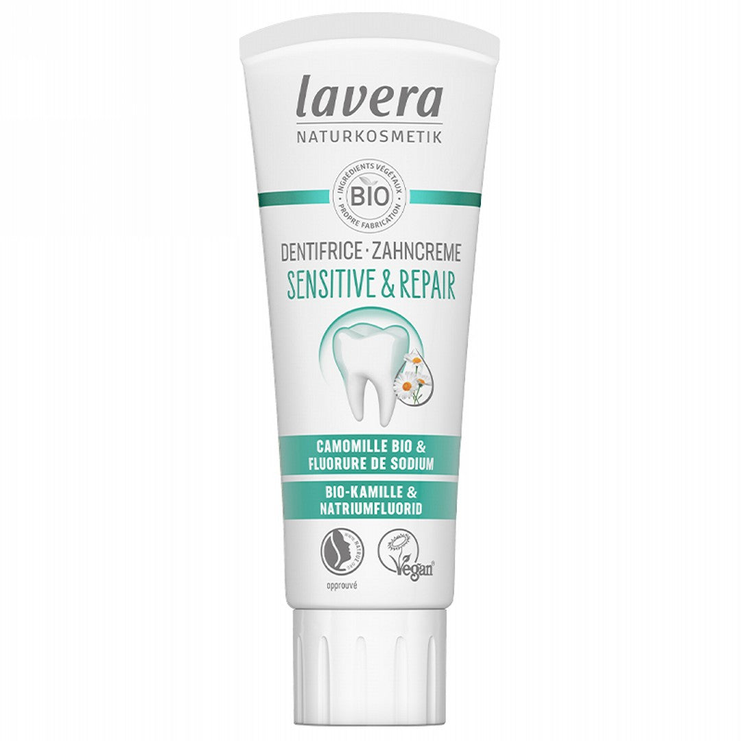 Lavera Sensitive & Repair Toothpaste 75mL, With Organic Chamomile & Sodium Fluoride