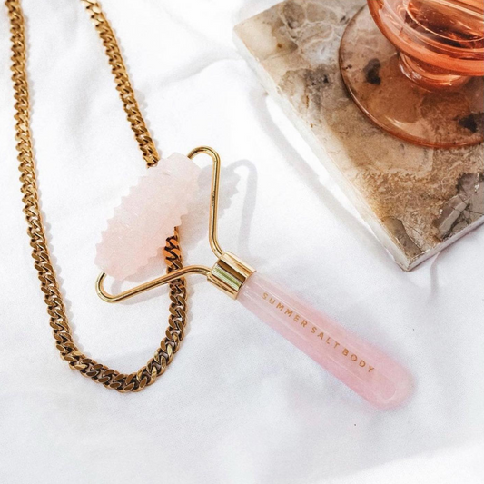 Summer Salt Body Facial Roller, Rose Quartz Crystal, Spiky