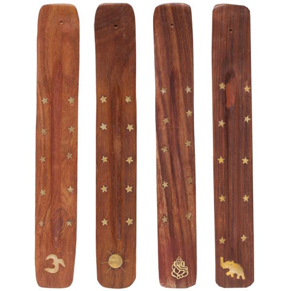Tulsi Natural Wooden Ash Catcher For Incense, Pattern Chosen At Random