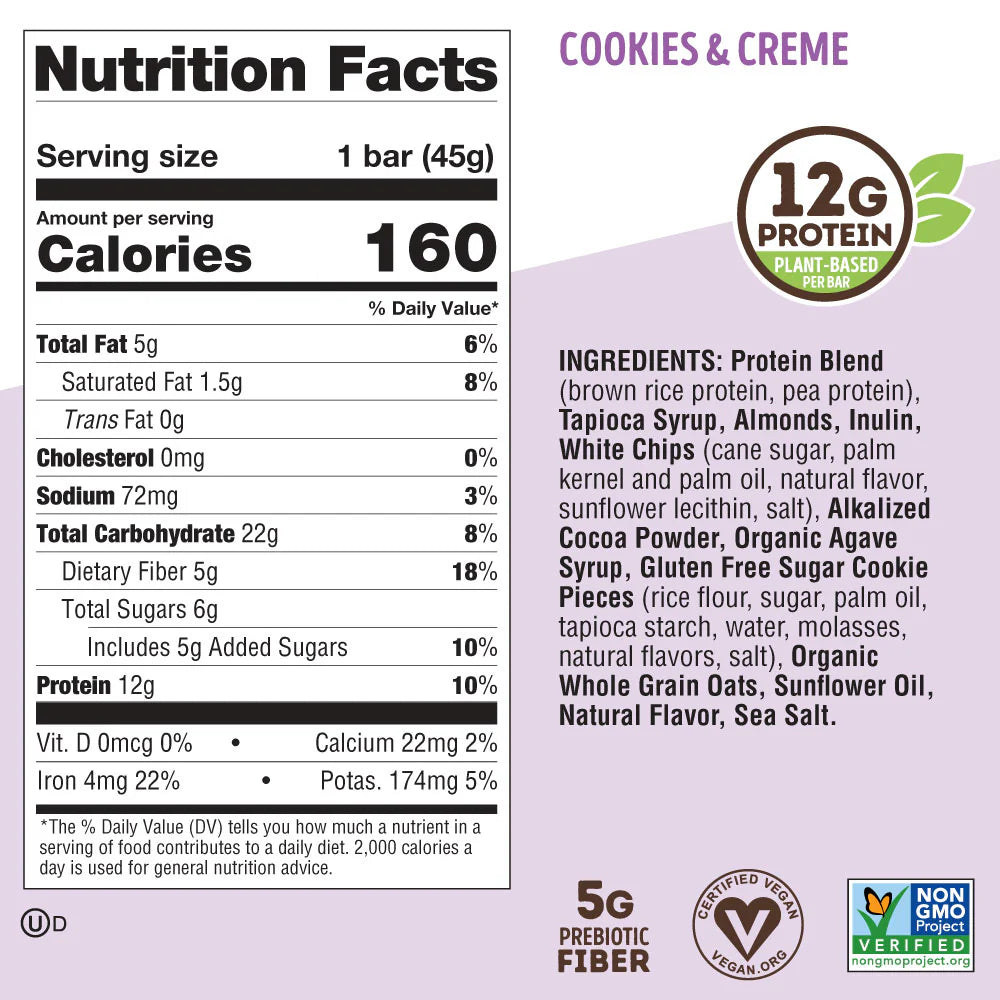 Lenny & Larry's Cookie-Fied Bar 45g, Cookies & Creme Flavour