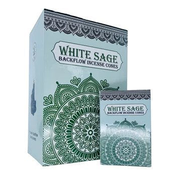Sacred Tree White Sage Backflow Incense Cones, 14 Cones Per Pack