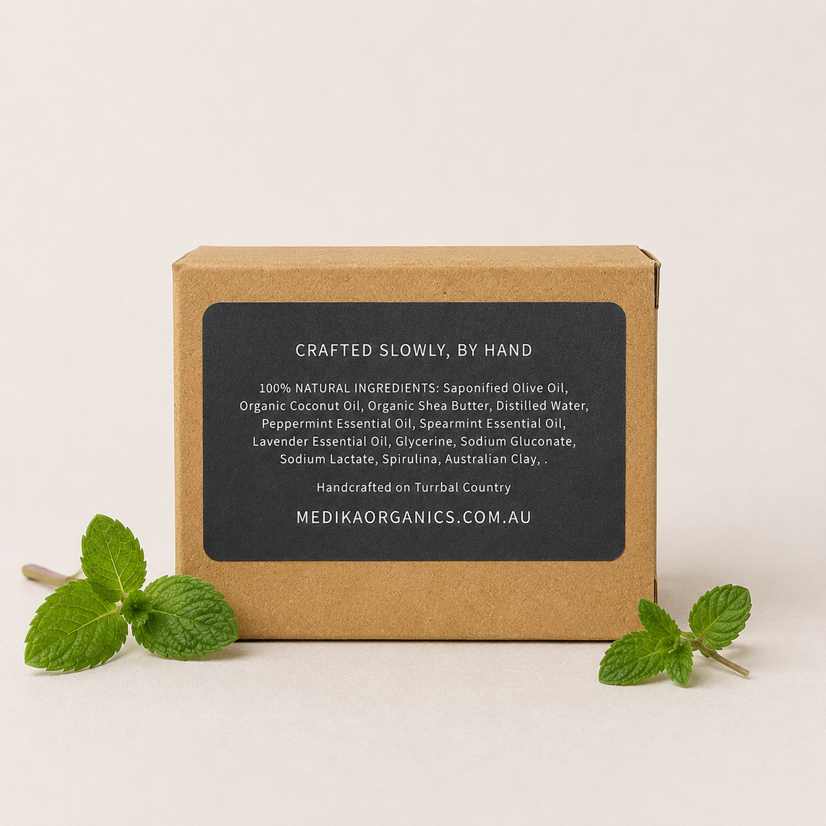 Medika Organics Wild Mint Soap Bar 130g, Handmade In Queensland