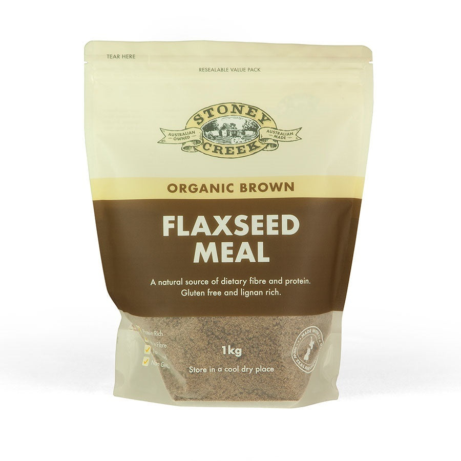 Stoney Creek Certified Organic Brown Flaxseed Meal 500g (Tin) Or 1Kg (Bag), Gluten Free & Lignan Free