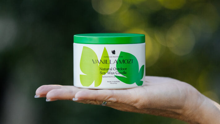 Vanilla Mozi Natural Outdoor Soy Wax Candle 175g, Spearmint & Vanilla Fragrance
