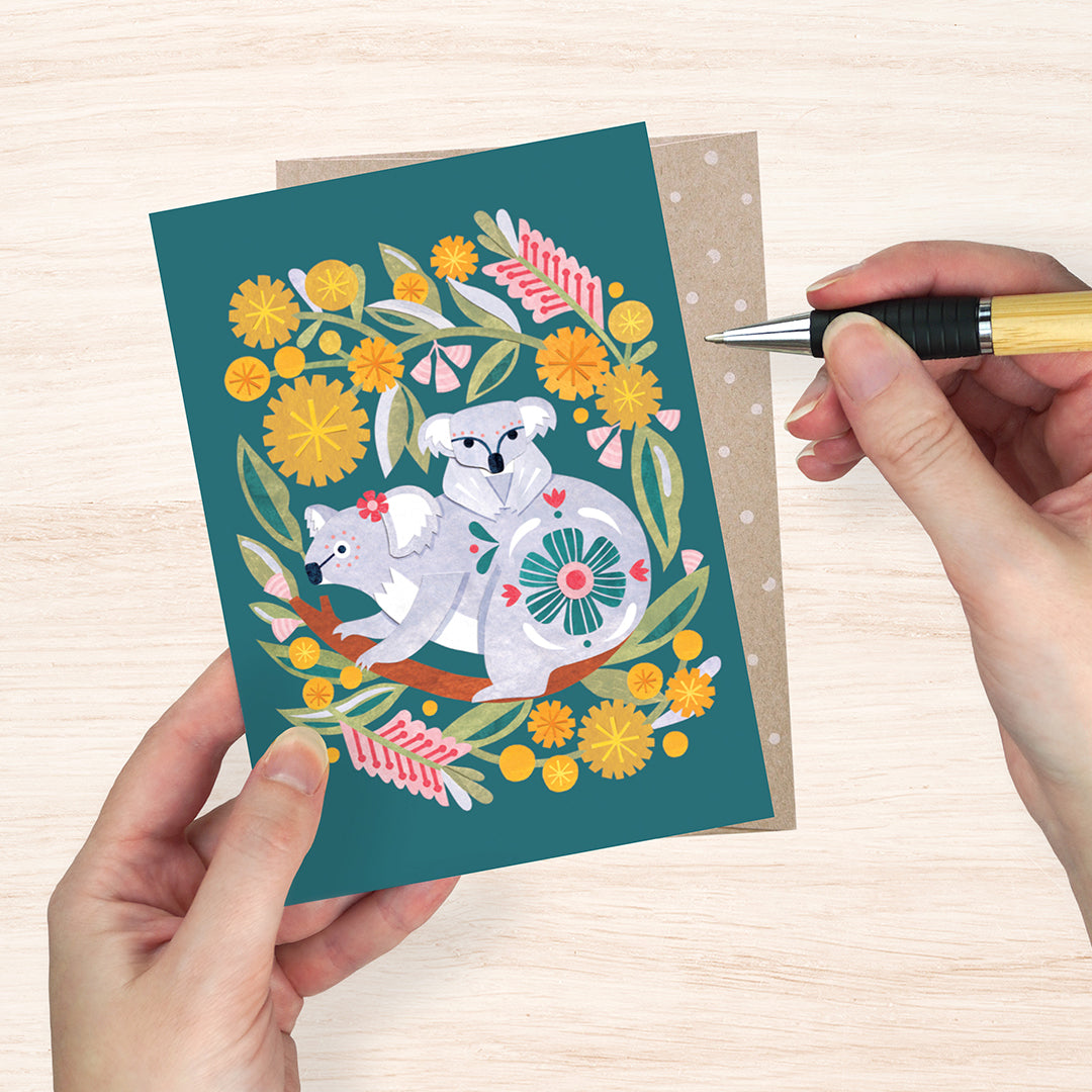 Earth Greetings Koala Mum & Bub Card, Andrea Smith Collection (Includes One Card & One Kraft Envelope)