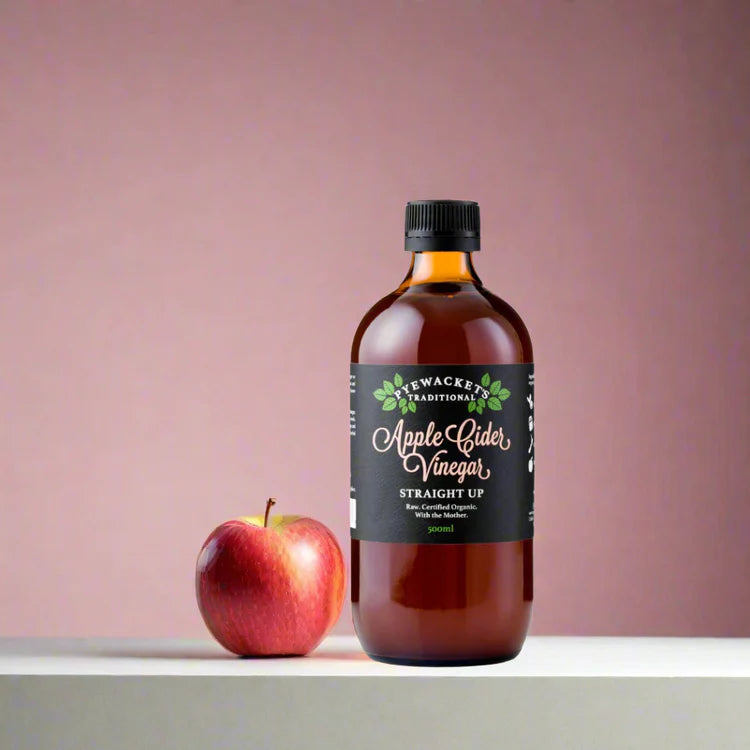 Pyewacket's Traditional Apple Cider Vinegar 500mL, Straight Up Raw & Certified Organic With The Mother