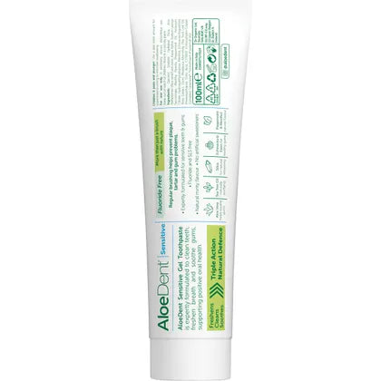 Aloe Dent Toothpaste Sensitive Fluoride Free 100mL, Cool Minty Freshness