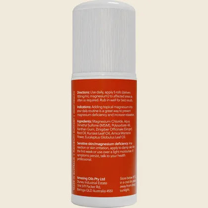 Amazing Oils Magnesium Joint Gel Roll-On 60mL, With MSM, Kunzea, Ginger & Arnica