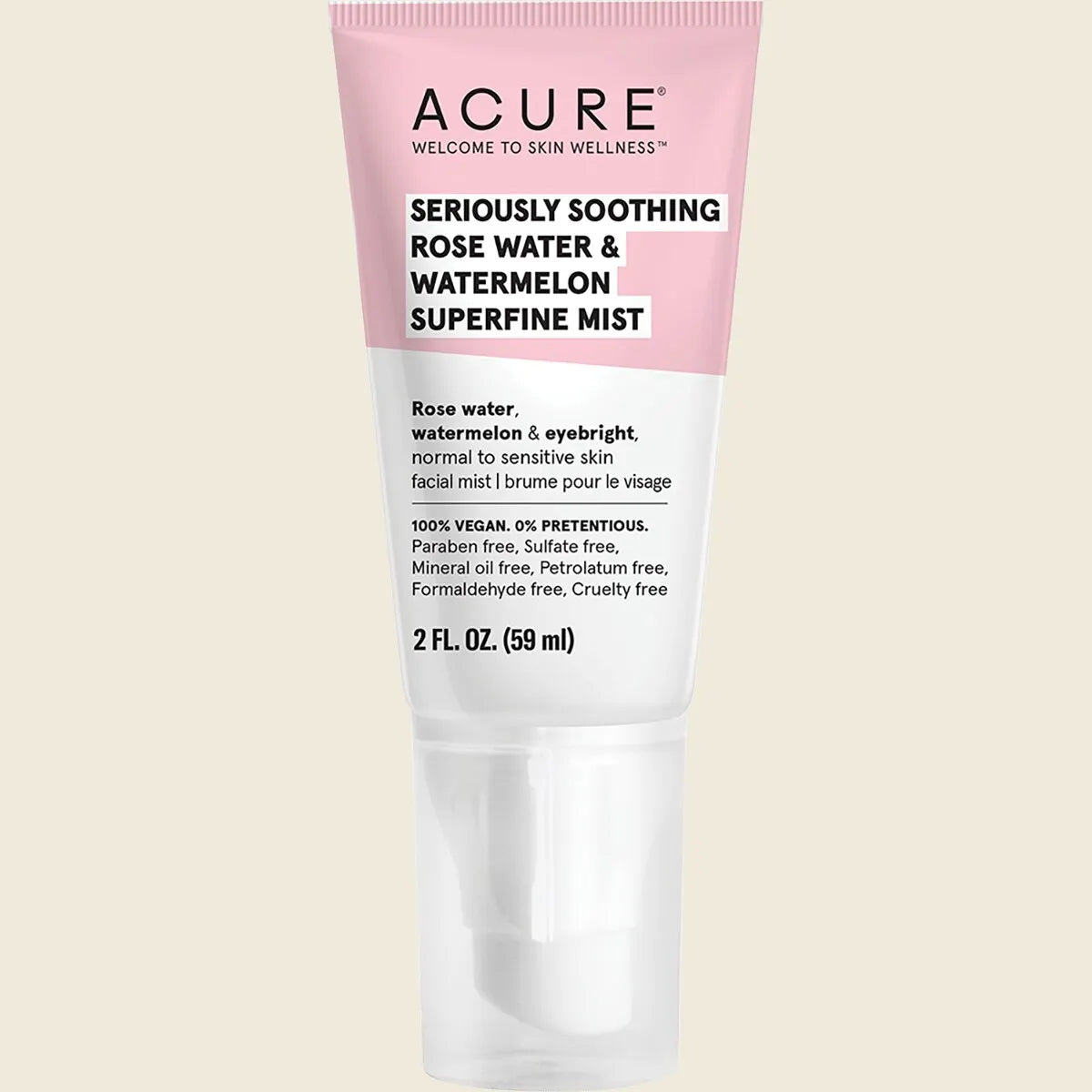 Acure Seriously Soothing Rose & Watermelon Superfine Mist 59ml, For Sensitive Skin