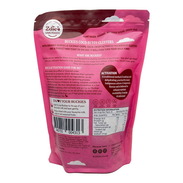 2Die4 Live Foods Activated & Organic Buckies Coco-Berry Clusters 400g, Ready To Eat!
