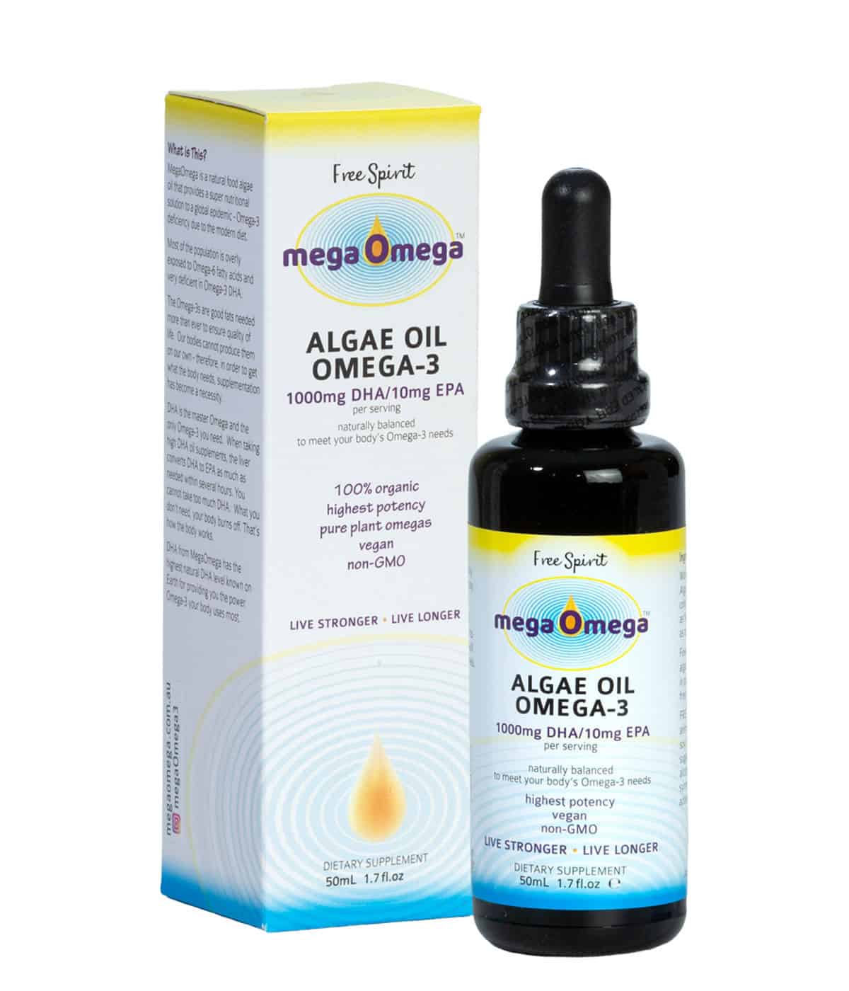 Free Spirit MegaOmega® Algae Oil 50mL, Vegan Super Strength Algae Oil