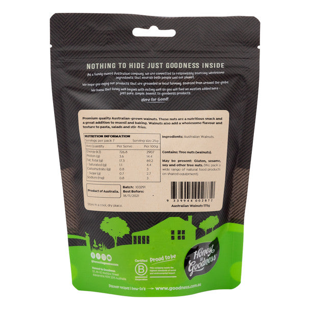Honest To Goodness Australian Walnuts 175g, 100% Aussie Grown