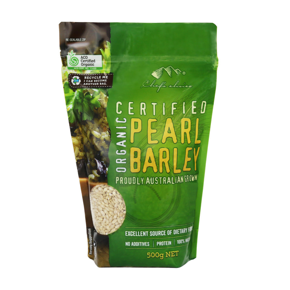 Chef's Choice Certified Organic Australian Pearl Barley 500g, For The Perfect Barley Soup