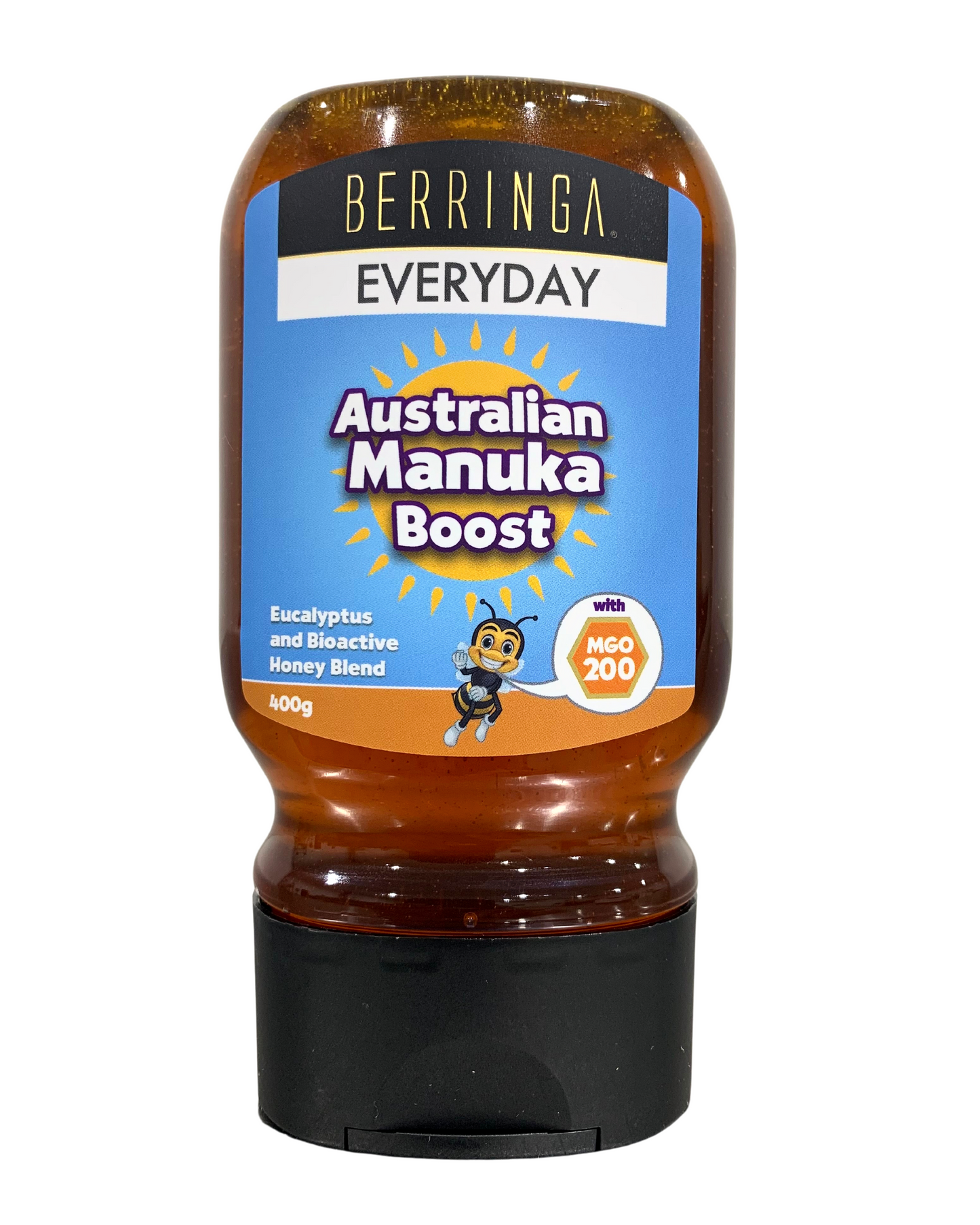 Berringa Everyday Manuka Honey Boost MGO 200+ 400g Squeezy Bottle, Australian Eucalyptus & Bioactive Honey Blend