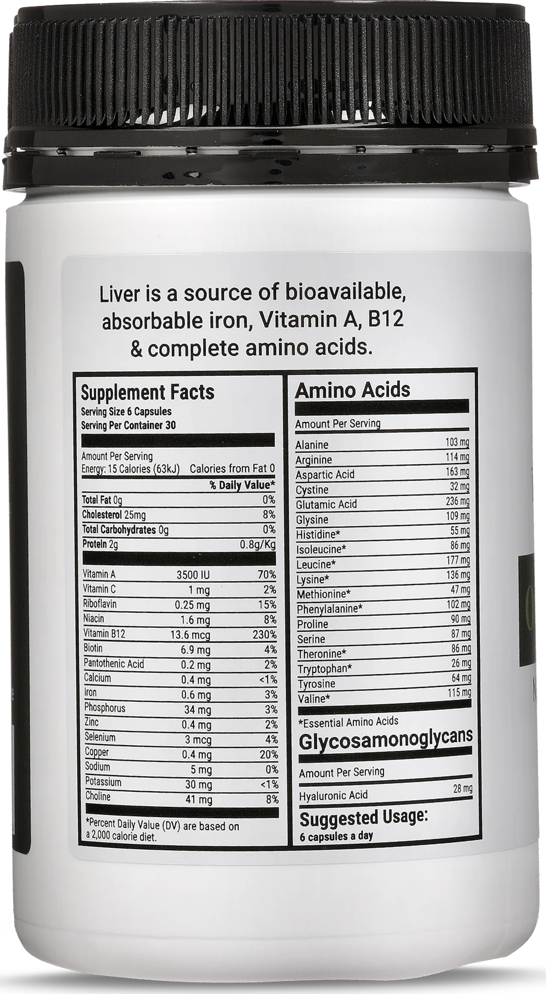 Best Of The Bone Grass-Fed Organic Beef Liver 180 Capsules, Nutrient Dense Superfood