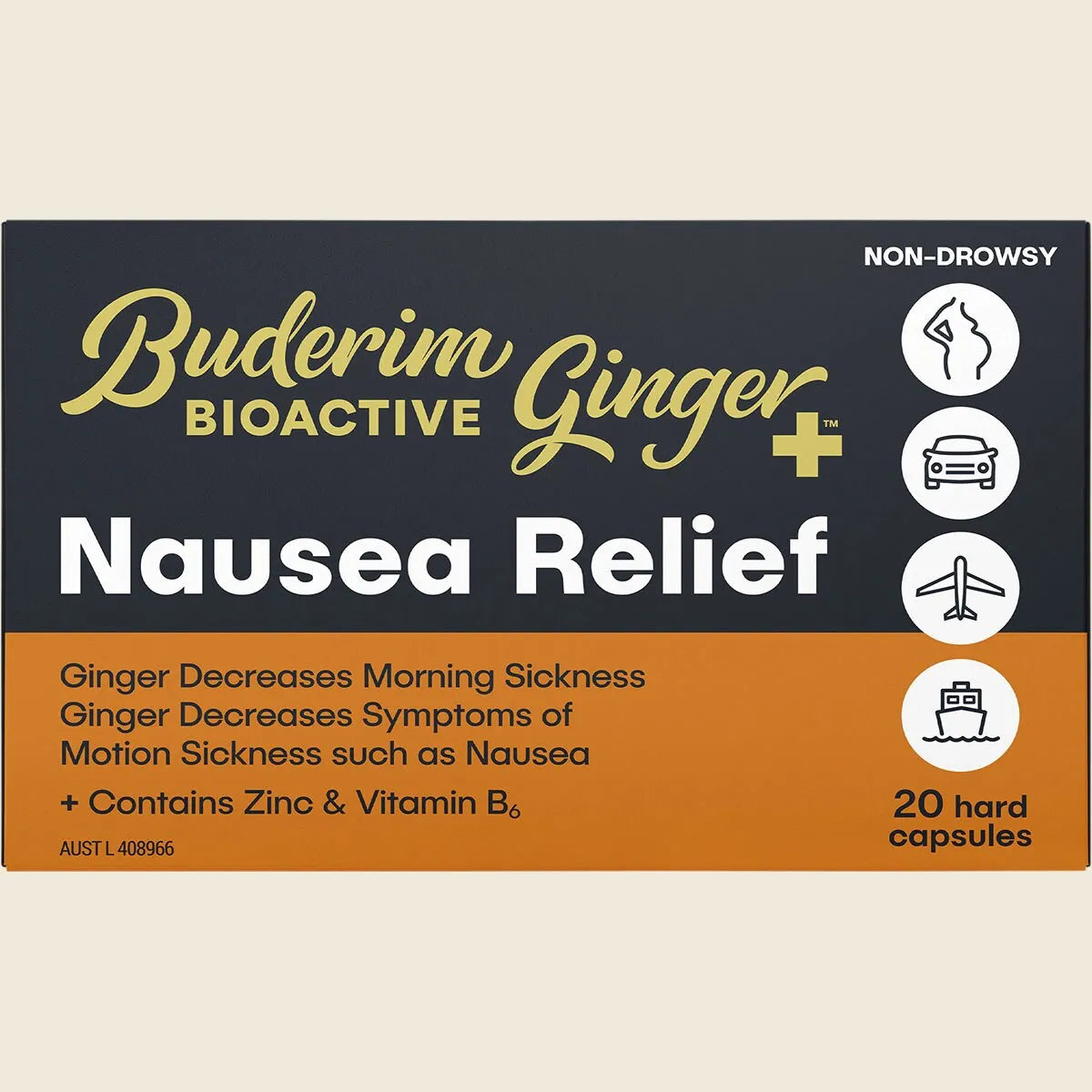 Buderim Ginger BioActive+ Nausea Relief Capsules 7 Caps Or 20 Caps, Motion Relief Support