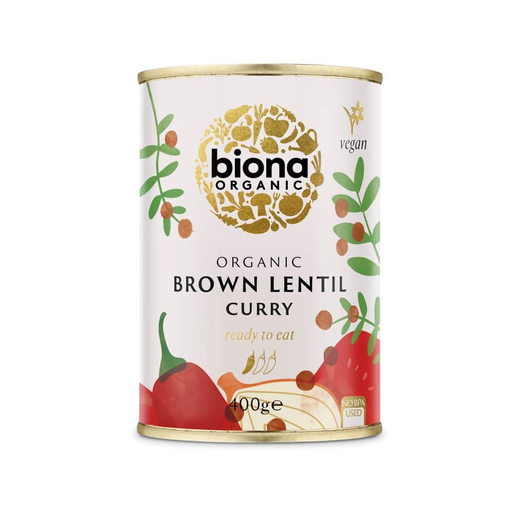 Biona Certified Organic Brown Lentil Curry 400g, Ready-to-Eat Plant Protein