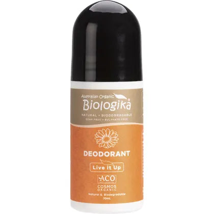 Biologika Certified Organic Deodorant Roll On 70mL, Live It Up Fragrance