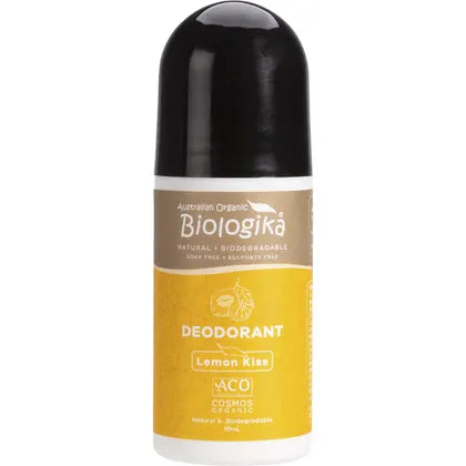 Biologika Certified Organic Deodorant Roll On 70mL, Lemon Kiss Fragrance