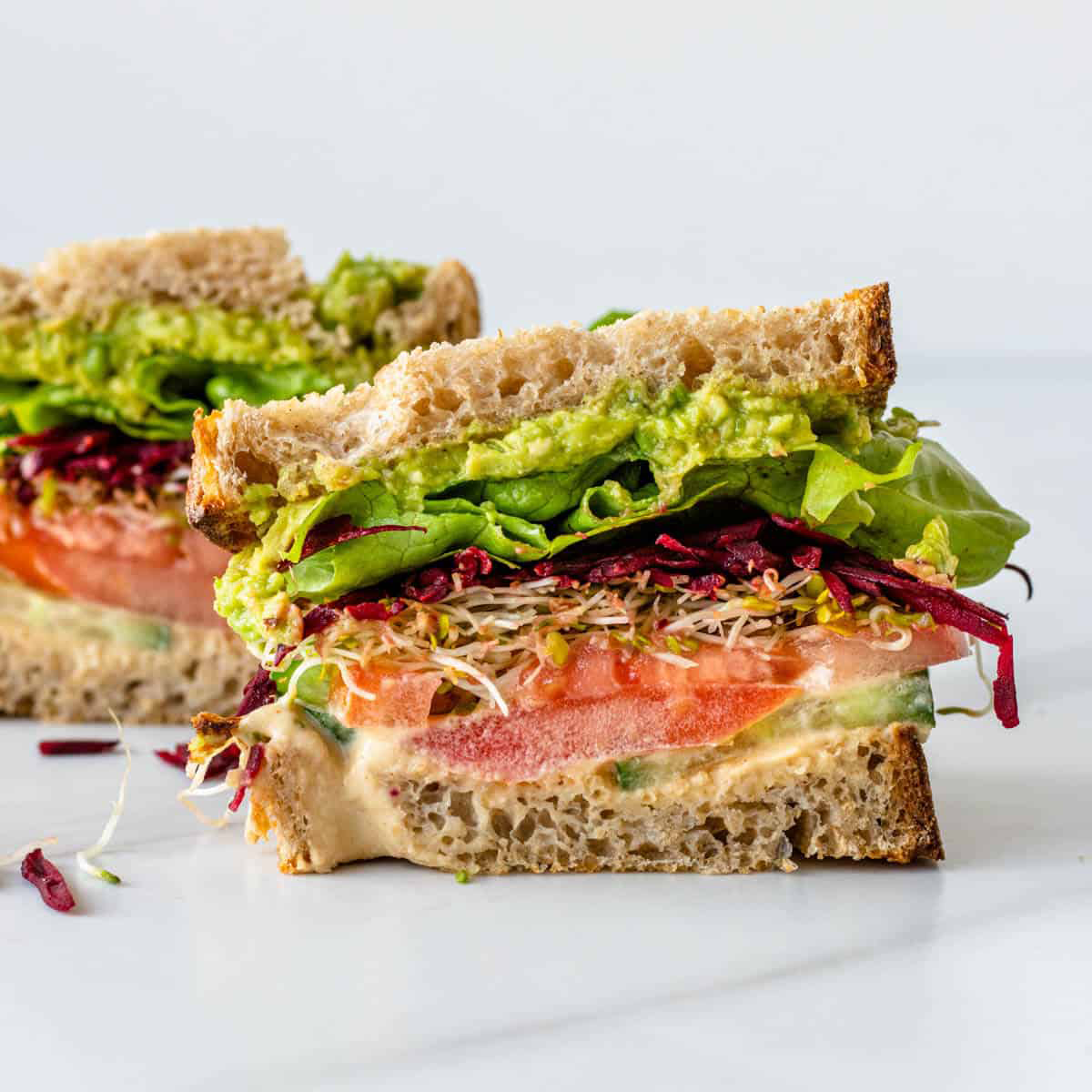 BLT Sandwich with Fresh Red Onion & Cucumber Salad