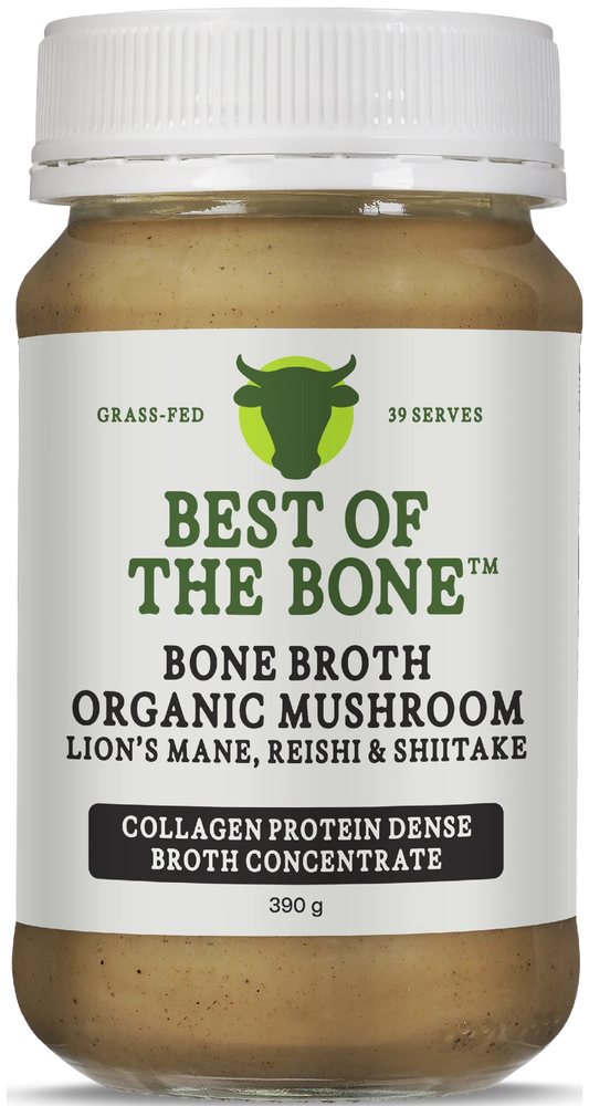 Best Of The Bone Organic Mushroom Certified Beef Bone Broth Concentrate 390g, With Reishi, Shiitaki & Lion's Mane