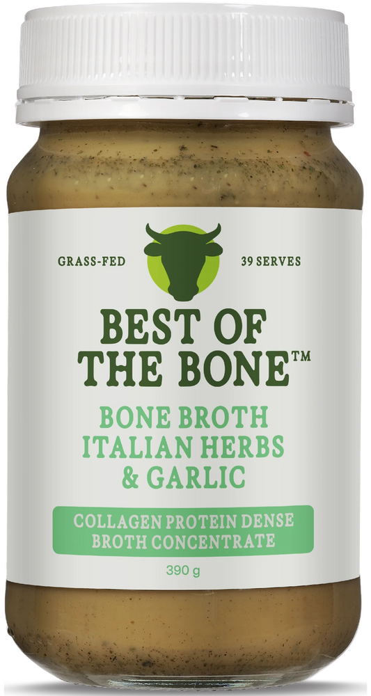 Best Of The Bone Italian Herbs & Garlic Bone Broth 390g, Collagen Protein Dense Broth Concentrate