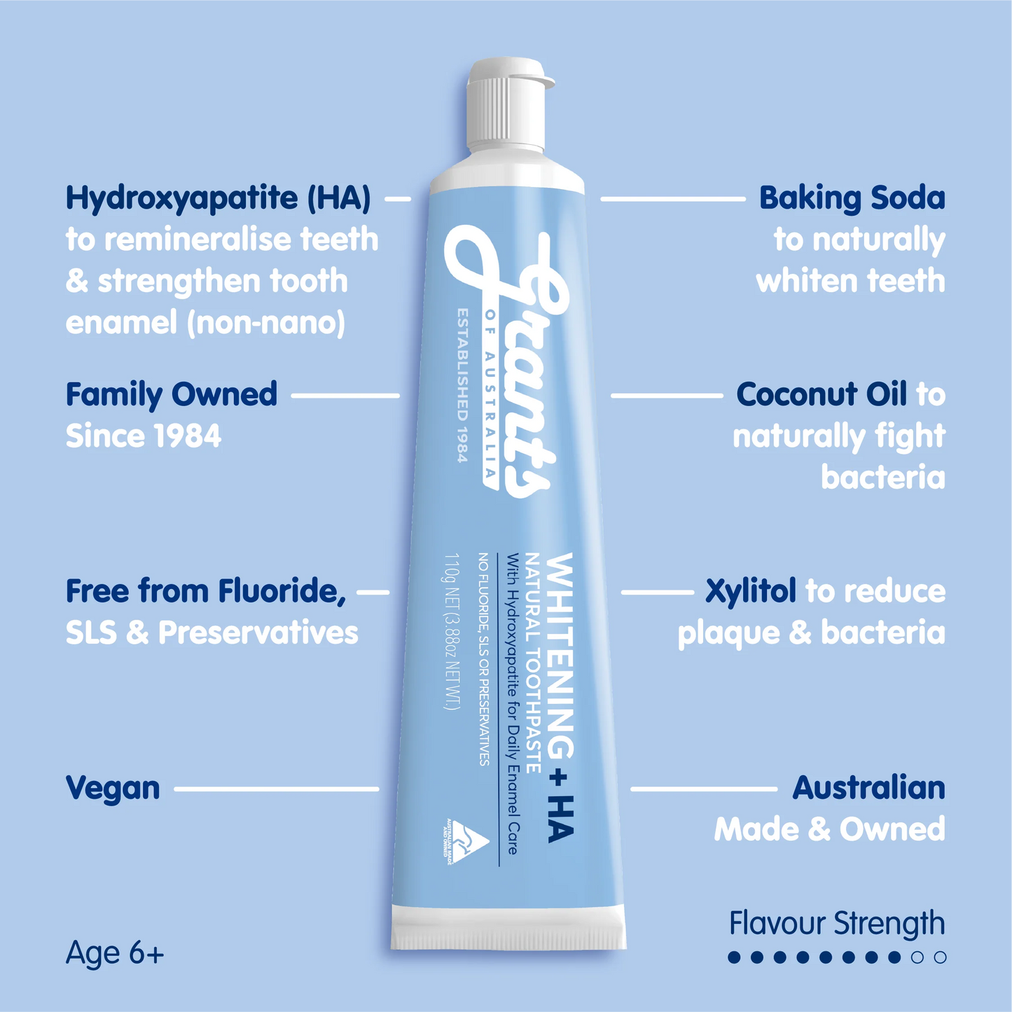 Grants Natural Toothpaste 110g, Whitening +Hydroxyapatite; Fluoride Free
