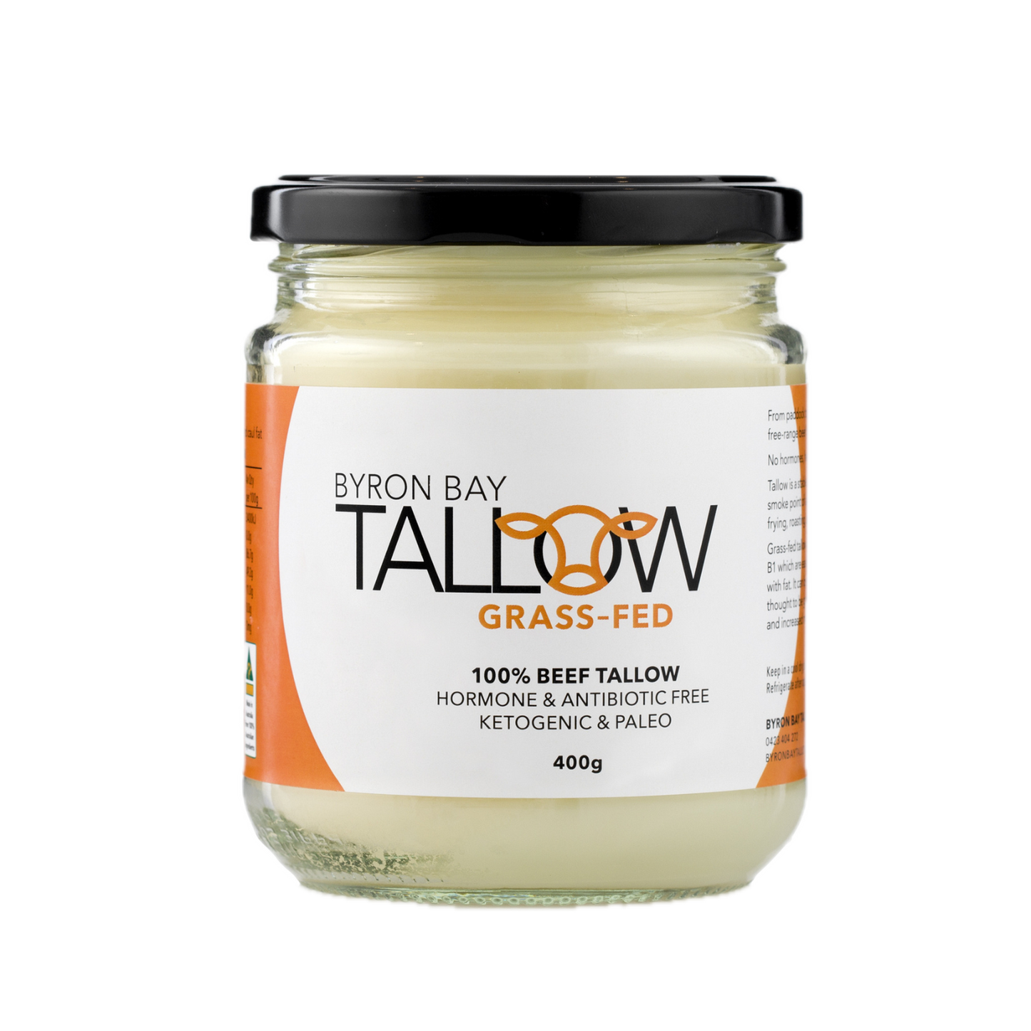 Byron Bay Tallow 275g Or 400g, Grass Fed Beef; Hormone & Antibiotic Free