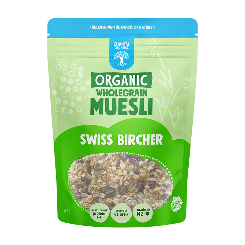 Chantal Organics Certified Organic Swiss Bircher Muesli 350g, Fibre-Rich Breakfast