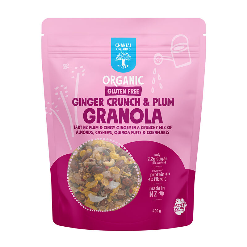 Chantal Organics Organic Ginger Crunch & Plum Granola 400g, With Tart New Zealand Plum