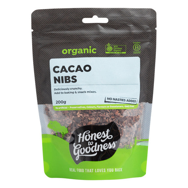 Honest To Goodness Certified Organic Cacao Nibs 200g Or 900g, Deliciously Crunchy