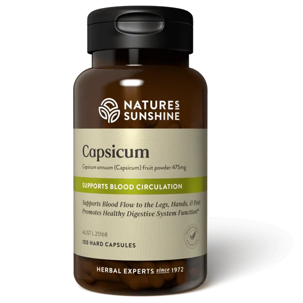 Nature's Sunshine Capsicum {Cayenne Pepper} 475mg, 100 Hard Capsules