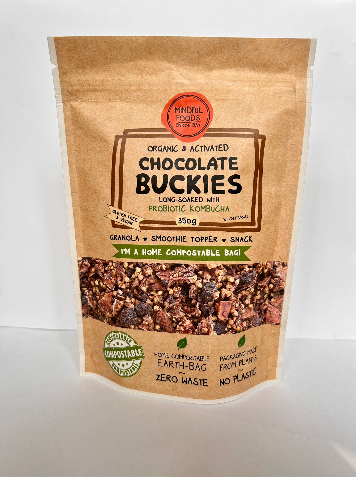 Mindful Foods Activated & Organic Chocolate Buckies 350g, Long Soaked With Probiotic Kombucha