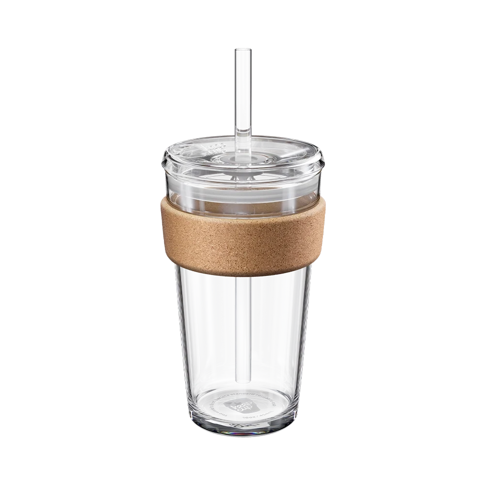 KeepCup Cold Cup M-12oz Or L-16oz, With A Cork Band & A Coffee Straw