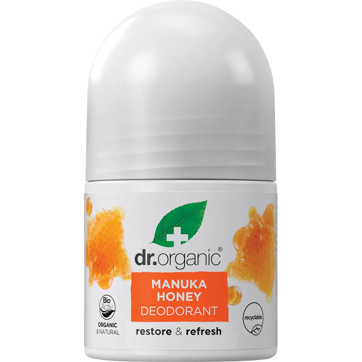 Dr Organic Manuka Honey Roll-on Deodorant 50mL, Restore & refresh