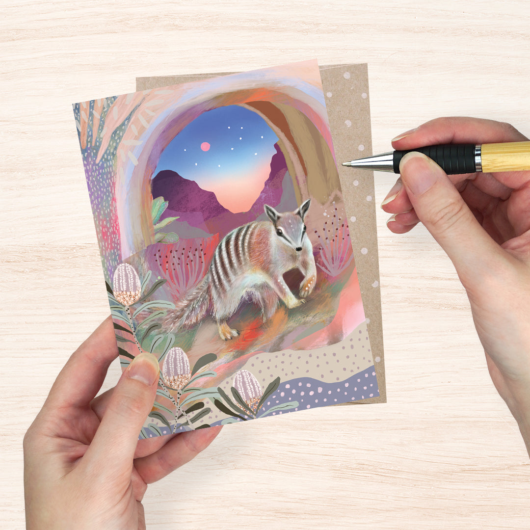 Earth Greetings Numbat's Nocturne Card, Amber Somerset Collection (Includes One Card & One Kraft Envelope)