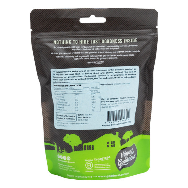 Honest To Goodness Desiccated Coconut 175g Or 600g, Australian Certified Organic