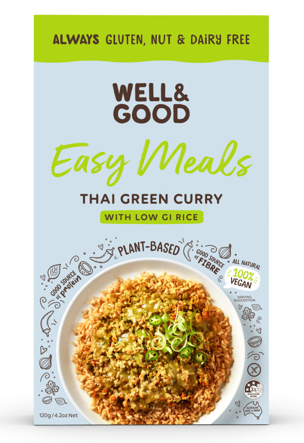 Well & Good Easy Meals With Low GI Rice 120g, Thai Green Curry Meal
